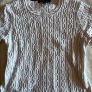 Tommy Hilfiger White Crew Neck Sweater with Cable Knit Design